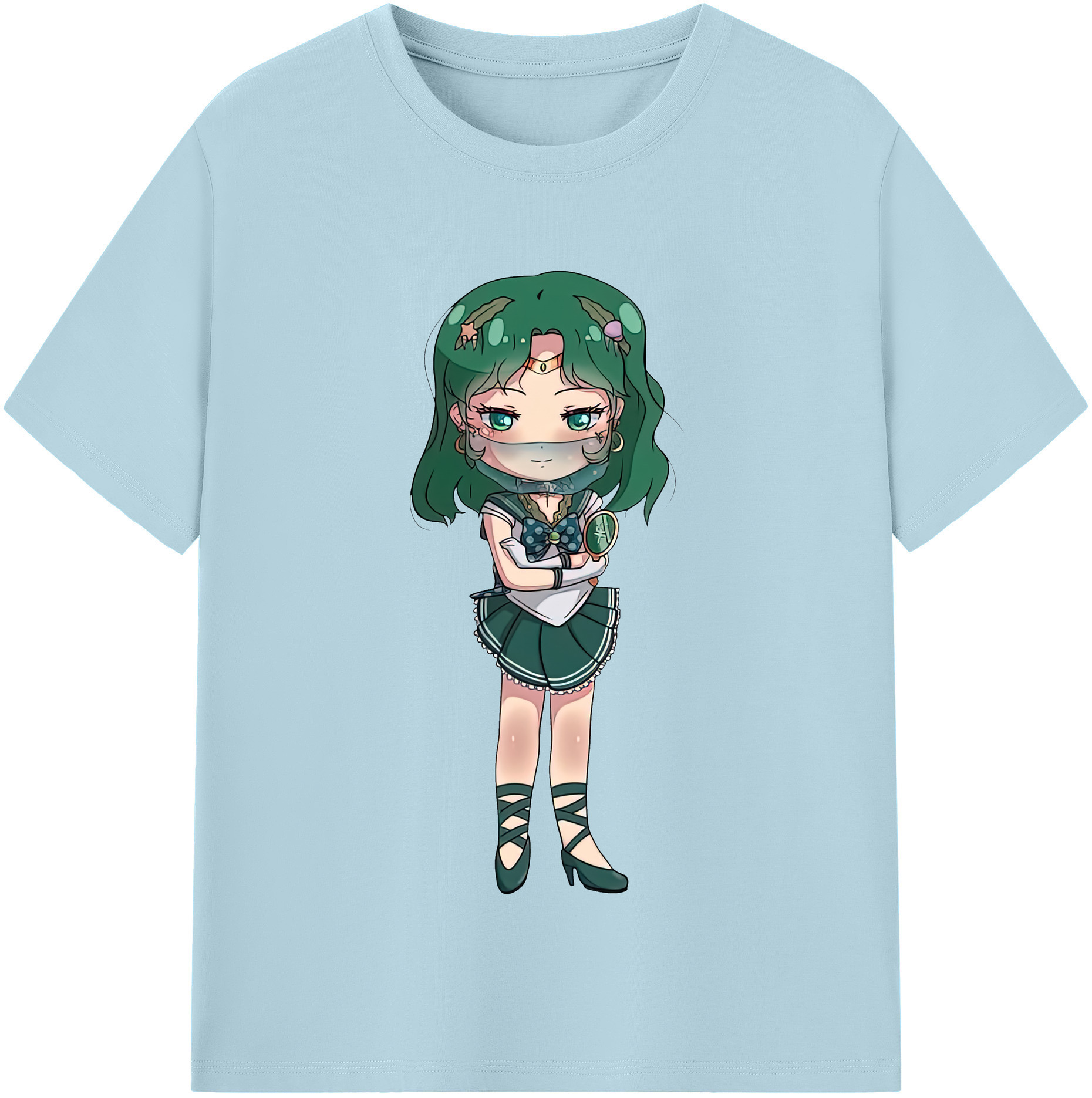 （画像用） 美少女戦士セーラームーン 海王 みちる（かいおう みちる） Sailor Moon Kaiou Michiru 綿100％半袖Tシャツ（フロントプリント）